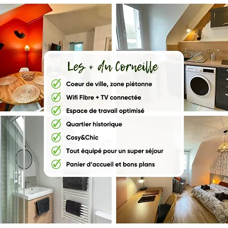 Le Corneille - Ideal Pros & Couples - Centre Historique - A Pied Chateau 5Min-Gare 10Min - Au Calme - Fibre - Parking Du Chateau Gratuit 5Min A Pied Apartment *